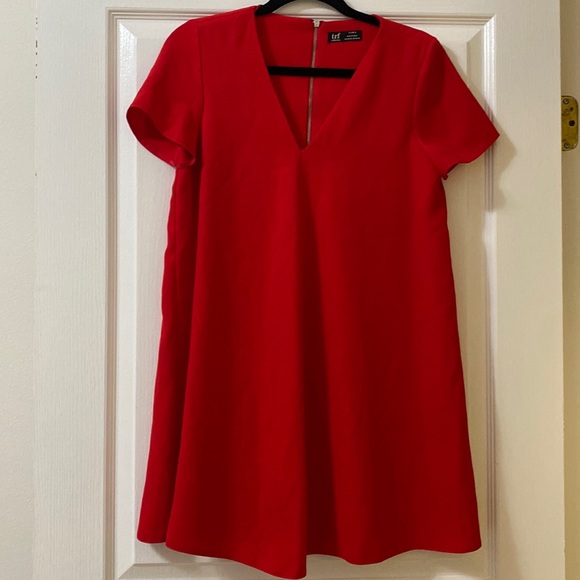 zara trf red dress BELTED MIDI DRESS - Red
